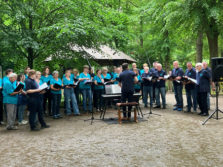 Chor der Sängervereinigung Weilbach singt im Wald